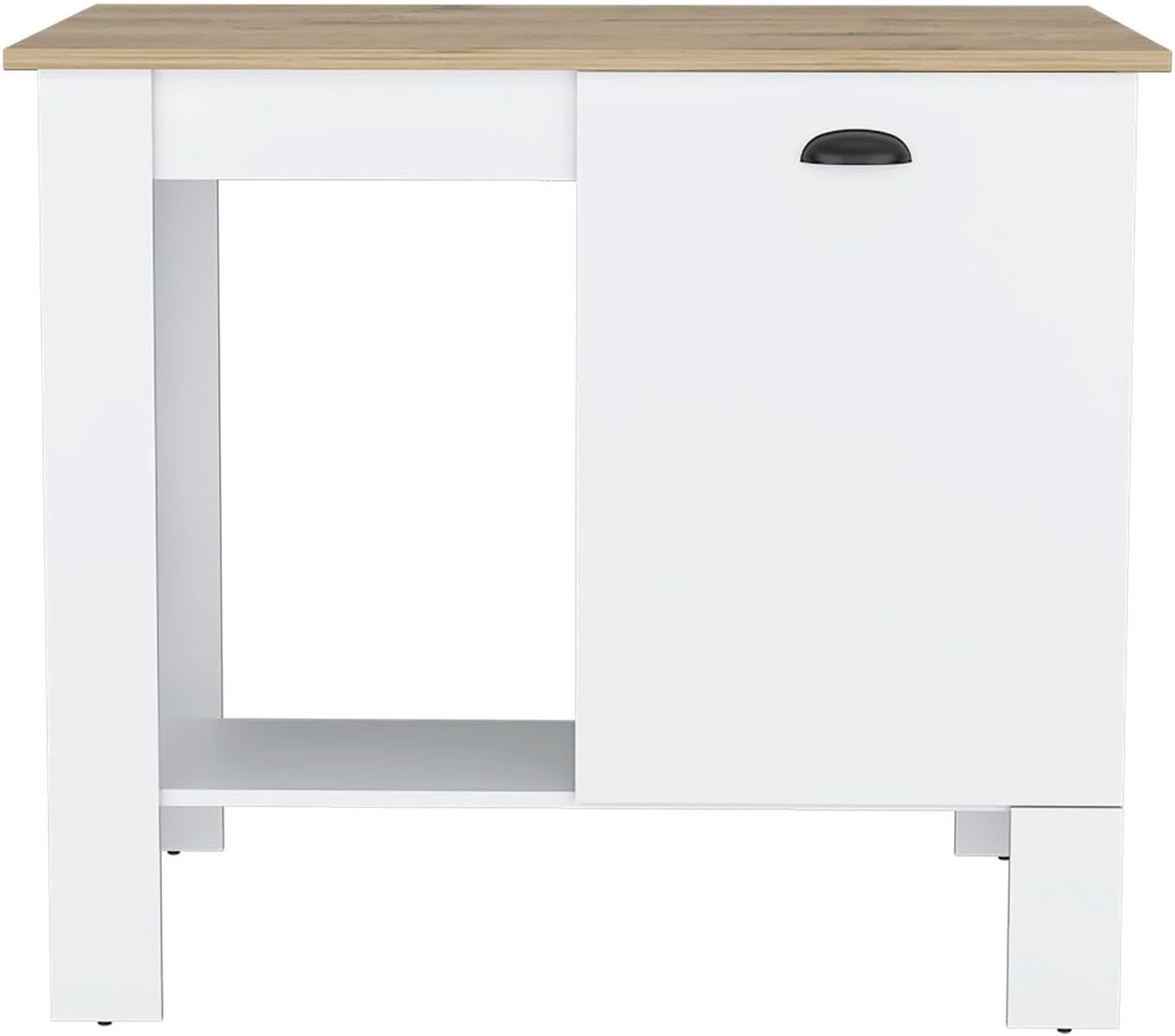 Kitchen Island, Single Door Cabinet, Shelf White/Macadamia