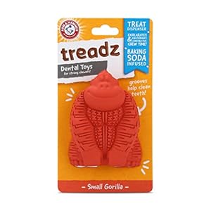 Arm & Hammer for Pets Super Treadz Mini Gorilla Dental Chew Toy for Dogs | Dog Dental Chew Toys Reduce Plaque & Tartar Buildup Without Brushing | for Dogs up to 25 Lbs, Small (1 Count)