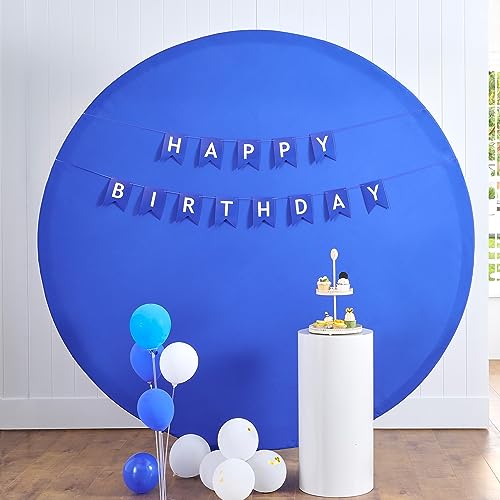 6.5FT Royal Blue Round Backdrop Cover Wrinkle Resistant Blue Circle Background Round Photography Backdrop for Wedding, Birthday, Baby Shower Decorations