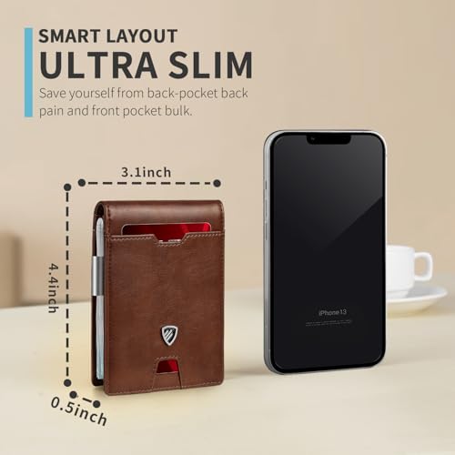 Image of RUNBOX Mens Slim Wallet with Money Clip RFID Blocking Bifold Credit Card Holder for Men with Gift Box