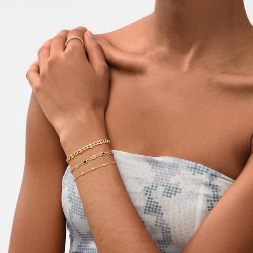 MEVECCO Gold Multi Color Teardrop Bracelet,14K Gold Plated Multicolor CZ Chain Bracelets Dainty Minimalist Handmade Link Bracelet for Women2