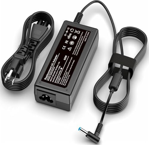 TUXIFPKU Laptop Charger for HP 65W 45W Smart Blue Tip Compatible with HP Pavilion x360 14 15 17, Stream 11 13 14, Notebook, Elitebook, ProBook Series AC Adapter with Power Cord 4.5mm x 3.0mm
