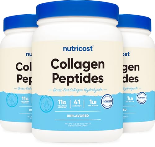Nutricost Pure Collagen Hydrolysate Unflavored Powder (Grass-Fed Bovine, 3-Pack)