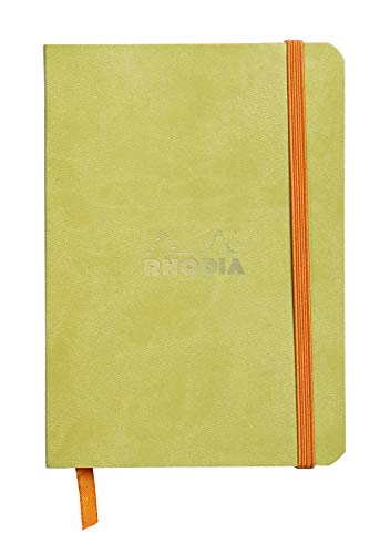 RHODIA 117306C - Carnet Souple Anis - A6 10,5 x 14,8 cm - Ligné - 144 pages - Papier Clairefontaine Ivoire 90 g/m² - Marque-Page, Fermeture Élastique - Couverture Simili Cuir - Collection Rhodiarama