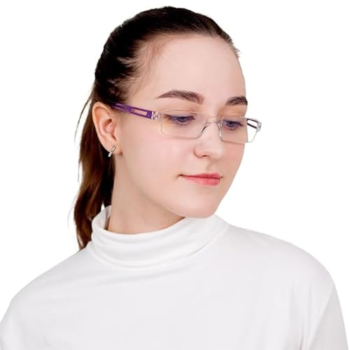 Image of 8 Pack Reading Glasses, Blue Light Blocking Computer Reading Glasses for Women and Men, Lightweight Readers (4 Black+4 Purple,+3.50Magnification)