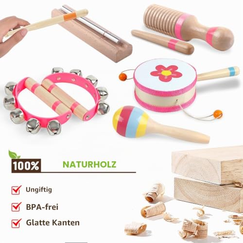 Musikinstrumente für Kleinkinder 1 2 3-jährige Mädchen, Baby Montessori Holzspielzeug für Kinder von 1-3 Jahren… – Ansicht 4