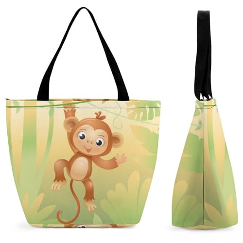 Sac à bandoulière grand format femme singe cartoon voyage shopping