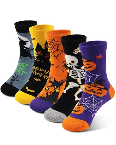 COTTON DAY Kids Boys Fun Novelty Socks Colorful Pattern Design 8-10 Years Halloween Size L
