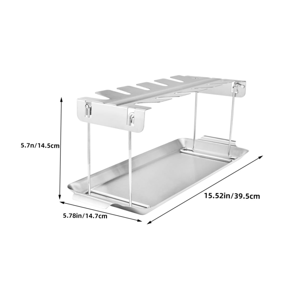 Soporte para Pollo de Acero Inoxidable con Bandeja Antigoteo Parrilla Plegable para Barbacoa Herramienta Práctica para Exteriores y para Parrilladas Familiares y Camping