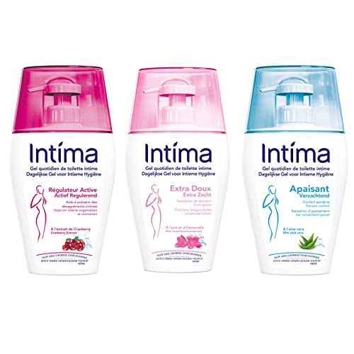 INTIMA - Lot de 3 Gels Intimes Femme 200ml - Cranberry Active - Extra Doux - Aloe Vera Cover