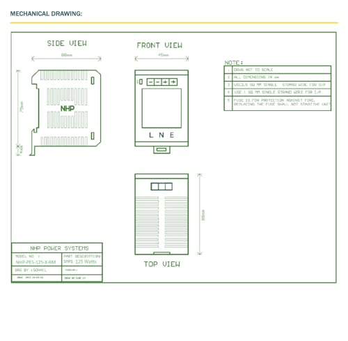 Image of NHP SMPS 24V 5A (125W) Switch Mode Power Supply (NHP-PES-125-24) DIN Rail Mounting