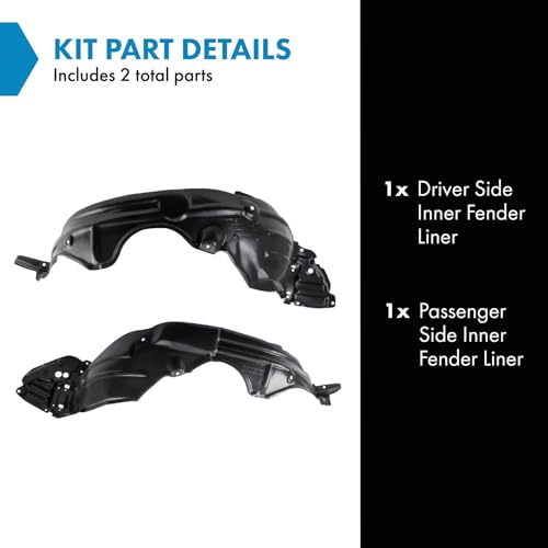 Image of TRQ Inner Fender Liner Set Compatible with 2012 Toyota Yaris TO1249168 TO1250120