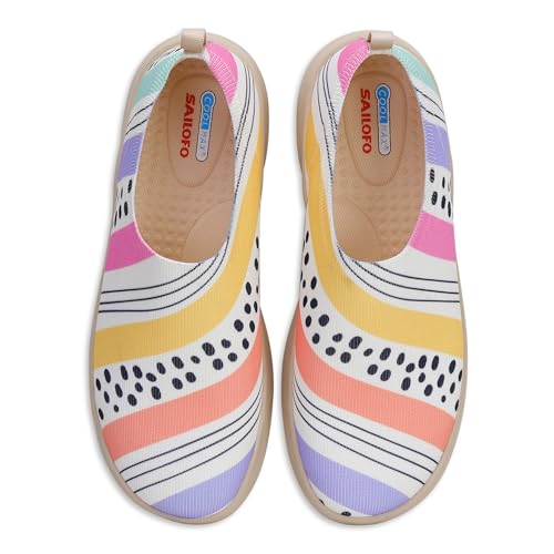 Image of Women's Slip On Shoes Comfortable Casual Loafers Art Painted Lightweight Travel Flats Breathable Walking Sneakers