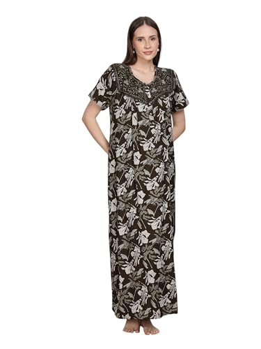 Image of 9shines Label Premium Alpine Maxi Designer Nighty | Floral Print Maxi for Women | Night wear for Women | | Full Length Night Gown for Women | Night Dress for Women Stylish (2467)