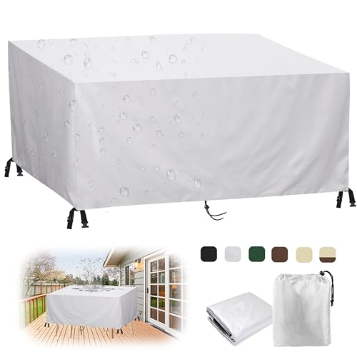 MAIFENGL Coperture per Mobili da Giardino, Copertura Tavolo Esterno Impermeabile Resistenza ai Raggi UV Antivento 420D Oxford Copertura Protettive-Silver|| 60x60x60cm/24x24x24in
