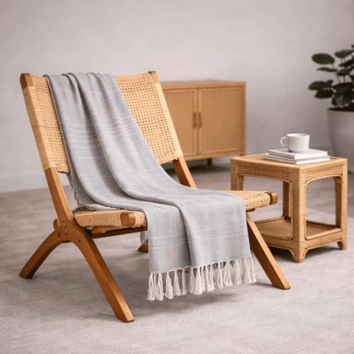 Donegal Collections - Colcha Multiusos 130x180 cm Gris Arienzo - Manta Sofa Suave y - Plaid Foulard para Cama 4 Estaciones - Cubrecama, Manta, Jarapa Algodón Poliéster de Calidad