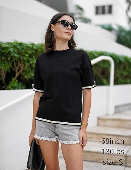 Zeagoo Womens Knit Short Sleeve Tops Summer Pullover Blouse Basic Casual Shirt3