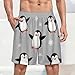 PUYWTIY Fashion Pajama Shorts for Men, Soft Lightweight Lounge Pj Shorts Elastic Waistband Sleep Bottoms Cute Penguin Grey Loungewear (4XL)