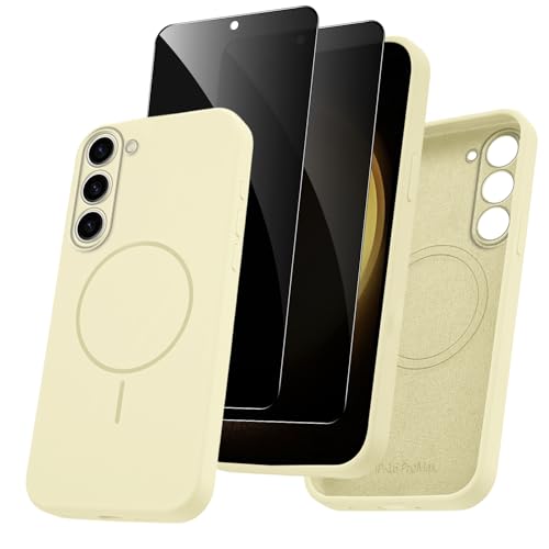 Pnakqil 3 in 1 Hülle für Samsung S23 mit 2 Stück Sichtschutz, Liquid Silikon Handyhülle Kompatibel mit MagSafe Zubehör, ...