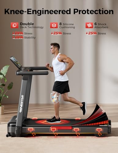 Image of Renestar Treadmill for Home with 25% Auto Incline - 8.5MPH Max Speed, Extra Large LED Touchscreen, 300LBS Capacity, 3.5HP Home Office Treadmills for Running Jogging Walking