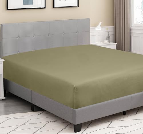 ROYALE LINENS 300 Thread Count 100% Long Staple Combed Cotton Fitted Sheet California King - Super Soft Deep Pocket Bottom Sheet - Fitted Sheets Only - Elastic Sheets (Cal King, Sage Green) by ROYALE LINENS - Image 3