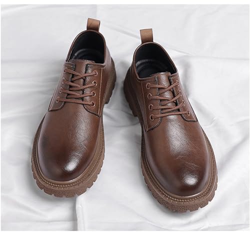 Men's Vintage Leather Lace Up Platform Oxfords Shoes Round Toe Low-Top Non-Slip Soft Business Formal Dress Shoes3