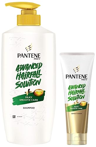 Image of Pantene Advanced Hair Fall Solution Silky Smooth Care Shampoo, 650 ml And Pantene Advanced Hair Fall Solution Silky Smooth Care Conditioner, 180 ml