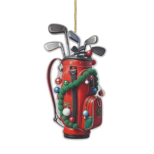Weihnachtlicher Golf Anhänger 8,1 cm - Golf Bag Christbaumkugel in...