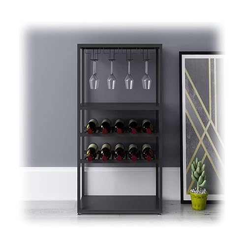 Soporte para botellas de vino de pie, 4 niveles, color negro miniatura 2