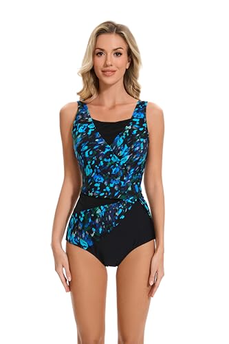 BIMEI Women's One-Piece Mastectomy Swimsuit Pocketed Swimwear Tummy Control Bathing Suits 2307