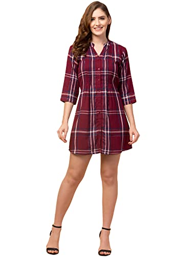 Image of Hive91 Women Shirt Dress Checkered Made of Cotton