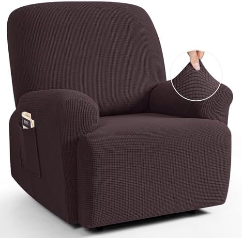TAOCOCO Oversized Recliner Chair Covers, 1 Seater Streach Recliner Covers Soft Couch Protector Furniture Protector Covers with Elastic Chair Cover Jacquard Pattern (Chocolate)