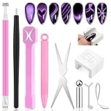 EBANKU 10PCS Cat Eye Magnet Bastone per Unghie Set, Effetto Cuore French U-Shaped Magnetico Stick con sfera Magnet per Unghie - Nail Art Tool Uso con Occhio del Gatto UV Gel Polish Polvere o Smalto