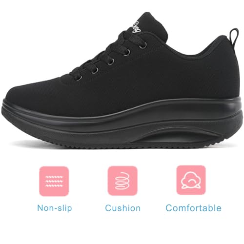 RUIDENG Walking Shoes for Women Air Cushion Nurse Slip Resistant Work Running Sneakers Platform Sneakers Comfortable Rocker Thick-Soled Weight Light2