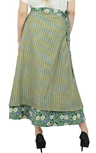 Printed Long Length Skirts for Women’s Double Layer & Reversible Cotton Wrap Skirt2