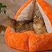 Baoblaze Pumpkin Shaped Cat House Supplies Removable Cushion Orange Versatile Comfort for Winter Pet Bed Shelter PP Cottons, L