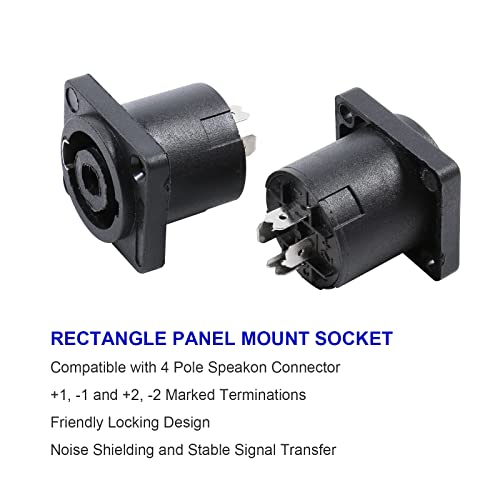 HBU 4 Sets (8 Packs) Speakon Plug Kit - 4pcs Pole SpeakON Connectors and 4pcs NL4MP Chassis Panel Mount Socket - Pro PA DJ NL4FC, NL4FX, NLT4X, NL4MPR Connector with Twist Lock