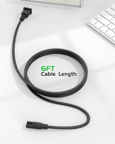 6Ft Figure 8 Power Cord (C7) – ETL Certified Universal 2 Prong AC Replacement Cable for TV, Laptop, Game Console, Printer & More – Safe & Compatible with Most Electronics - Thumbnail 4