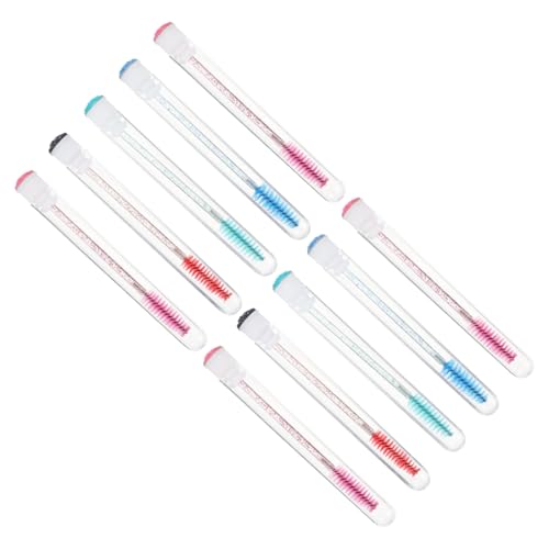 MUSISALY Eyelash Brush Set 10pcs Rhinestone Accents Travel-sized Mascara Tube for Women Random