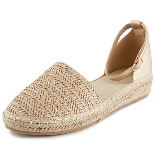 Alexis Leroy Women's Closed Toe Braided Ankle Strap Platform Espadrille Sandals