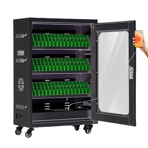 rcqeuiol Cell Phone Charging Stations, Mobile Phone Charging Cabinet, Cellphone USB Charging Station Lockers, Rechargeable Cellphone Locker Storage Charging Station (Black, 50 Slots)