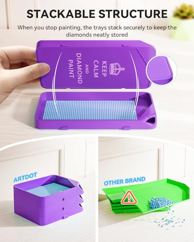 Image of ARTDOT 30-Piece Stackable Tray Set Diamond Art Kits for Adults, Interlocking Diamond Painting Accessories and Tools(Purple)