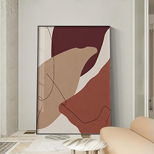 Affiche brun orange abstrait art minimaliste toile salon 35x50cm