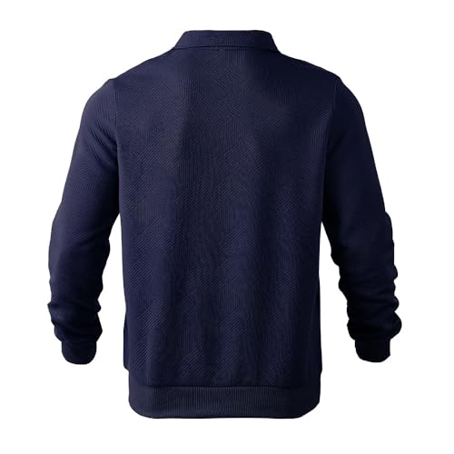 Mens Quarter Zip Pullover Mock Neck Knit Long Sleeve Sweatshirt Athletic Casual Polo Sweater3