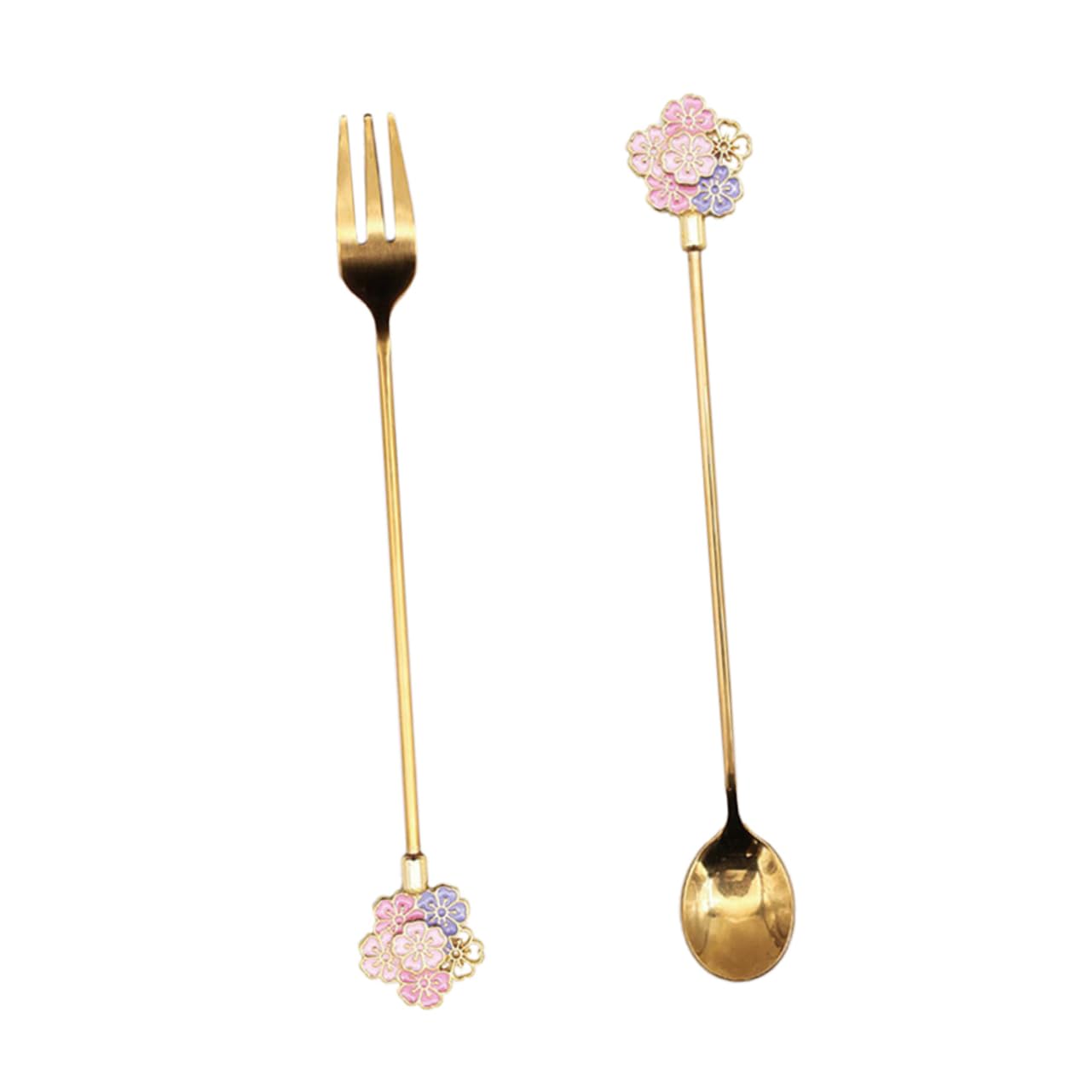 COLLBATH Lot De 4 Cuillères Et Fourchettes À Dessert Japonaises Pour Une Prise En Main Confortable Idéales Pour Le Café Le Thé La Soupe Etc