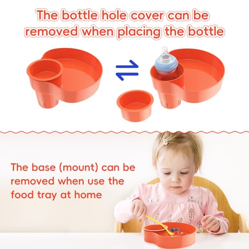 Image of [2 Packs] Kids Car Seat Tray, Travel Tray with Cup Holder for Toddler Baby, Kids Car Seat Food Snack Organizer for Road Trip, Stroller snack Organizer Travel Must Haves Toddler Must Haves (Orange)