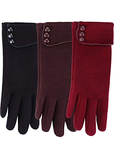 Image of Patelai 3 Pairs Womens Gloves Winter Touchscreen Texting Phone Windproof Gloves Warm Fleece Lined Cold Weather