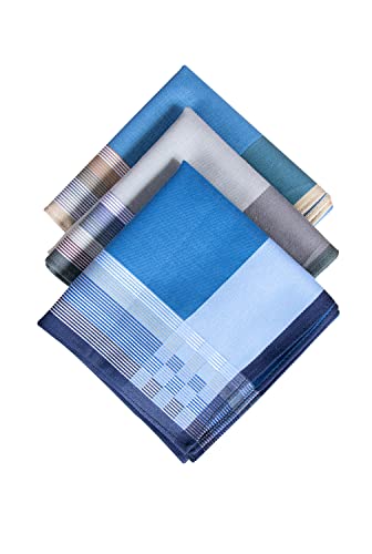 Srffbremeoly Mens 100% Soft Cotton Handkerchiefs Plaid Hanky Pocket Square Hankies 3Pcs #TOP9