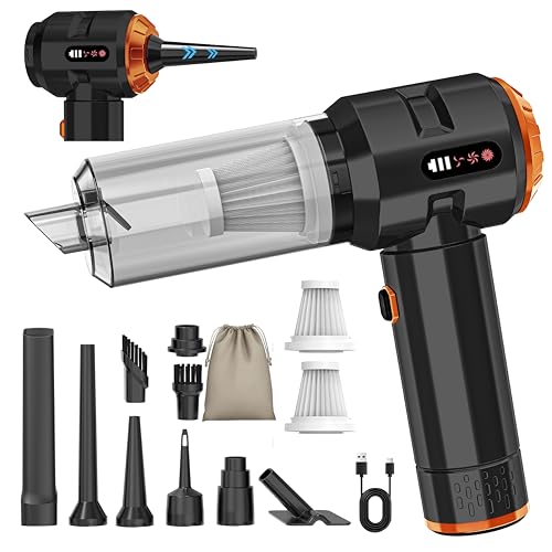 Piwaal Aspiradora de mano con batería 4 en 1, 22000 Pa inalámbrica para coche con motor sin escobillas, soplador de polvo eléctrico, pulverizador de aire comprimido, 220000 rpm, 3 marchas, para pelo Piwaal Aspiradora de mano con batería 4 en 1, 22000 Pa inalámbrica para coche con motor sin escobillas, soplador de polvo eléctrico, pulverizador de aire comprimido, 220000 rpm, 3 marchas, para pelo