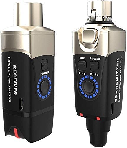 🎤-La batteria integrata agli ioni di litio fornisce 5 ore di durata della batteria e una tecnologia wireless stabile (batteria ricaricabile sia per il trasmettitore che per il ricevitore). 